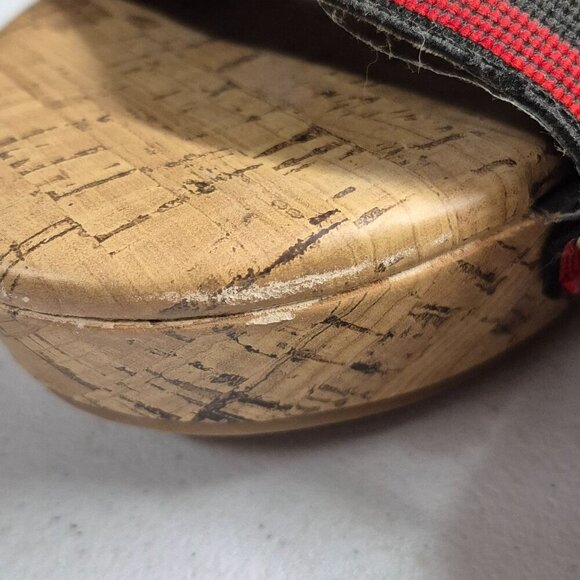 Avenue Ladies 10W Striped Rainbow Slip On Wedges Cork Sandals - Picture 10 of 12